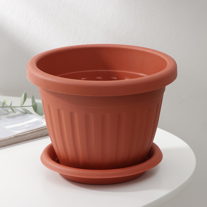 Горшок для цветов с поддоном «Сильвер ЭКО», 1.9 л, d=18 см, цвет терракотовый