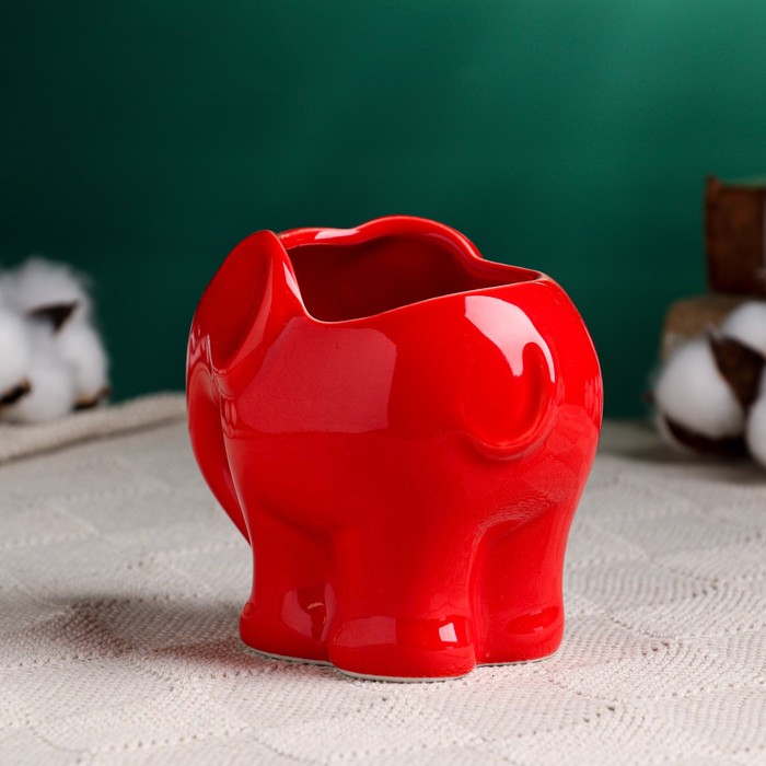 Декоративный горшок для цветов «Слоник», 350 мл, 12×8.5×10 см, керамический, красный