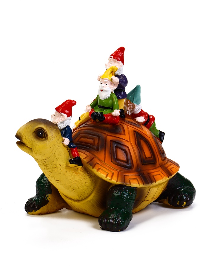 Садовая фигура из полистоуна «Черепаха с гномами», 18×11×14 см, Greengo