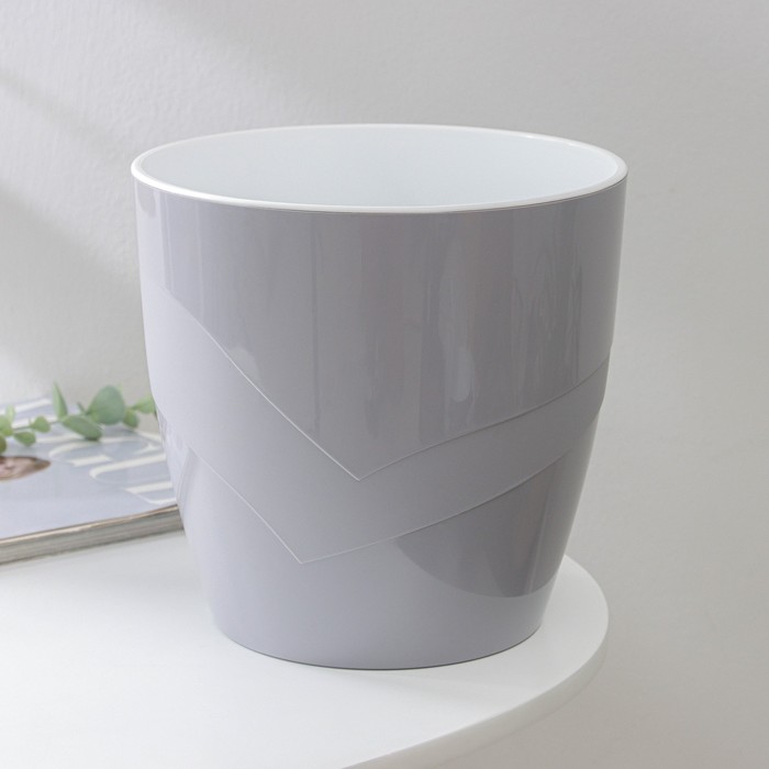 Кашпо для цветов со вставкой «Грация», 4.5 л, цвет серый