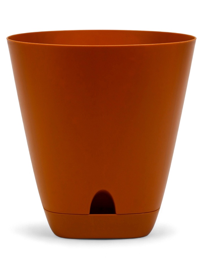 Горшок для цветов «Гранд», 4 л, d=19 см, h=20 см, пластиковый, с прикорневым поливом, коричневый