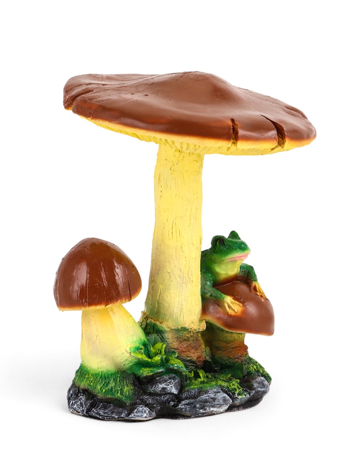 Садовая фигура из полистоуна «Гриб тройной с лягушкой», h=35 см