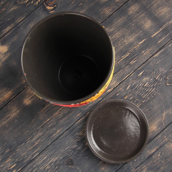 Горшок для цветов «Радуга», 4.8 л, d=22 см, h=19.5 см, керамика, с поддоном, коричневый