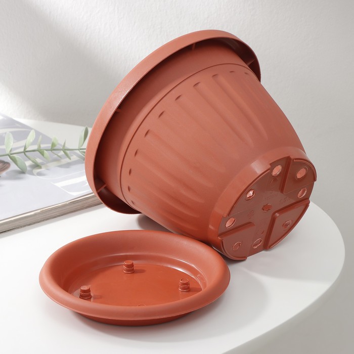 Горшок для цветов с поддоном «Сильвер ЭКО», 1.9 л, d=18 см, цвет терракотовый