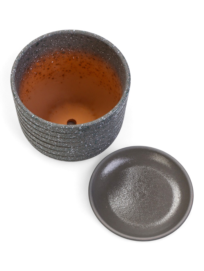 Горшок для цветов «Пряности», 1.6 л, d=15.5 см, h=12.5 см, керамический, с поддоном, серый