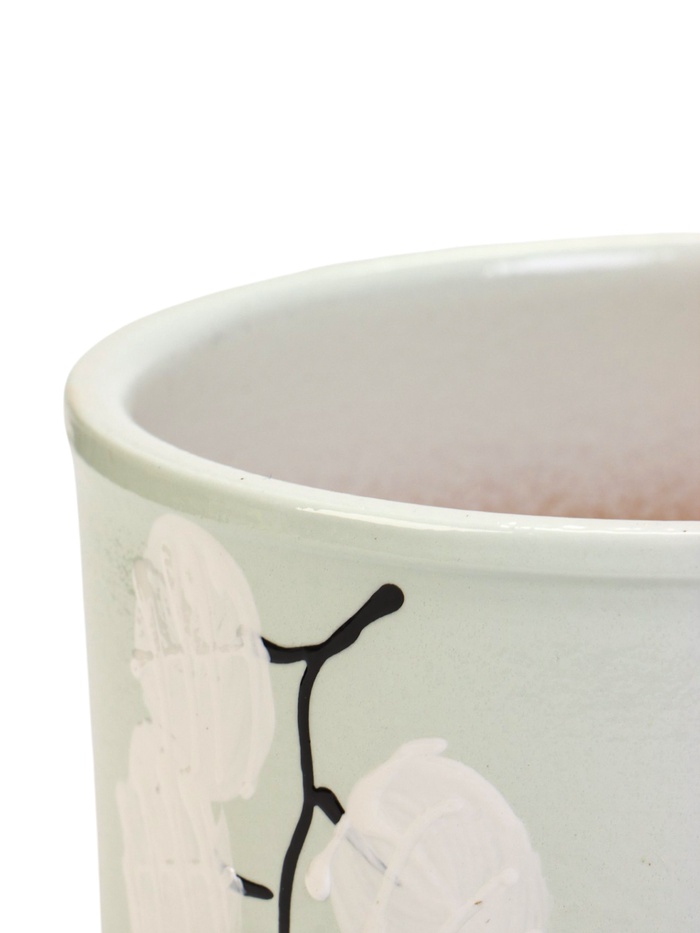 Горшок для цветов «Листья», 900 мл, d=13 см, h=12.5 см, керамический, с поддоном