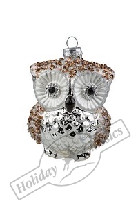 Сова серебряная (стекло) 7,5х6,5х10 см