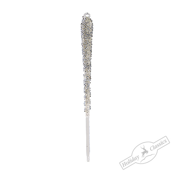 Сосулька серебряная с пайетками (стекло) 1,5х1,5х25 см
