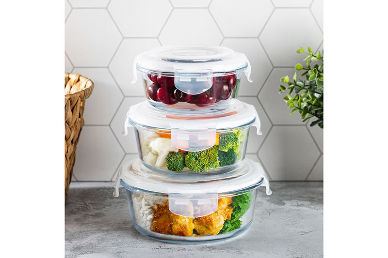 Набор 3 круглых контейнеров 400 мл, 600 мл, 950 мл с пластик. крышк. с защел., с сил.уплотн