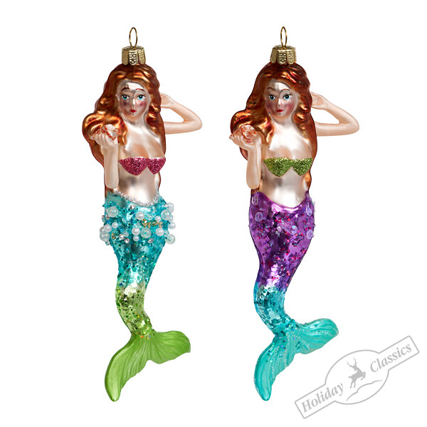 Русалка с ракушкой, асс. из 2-х (стекло) 7х3х16,5 см