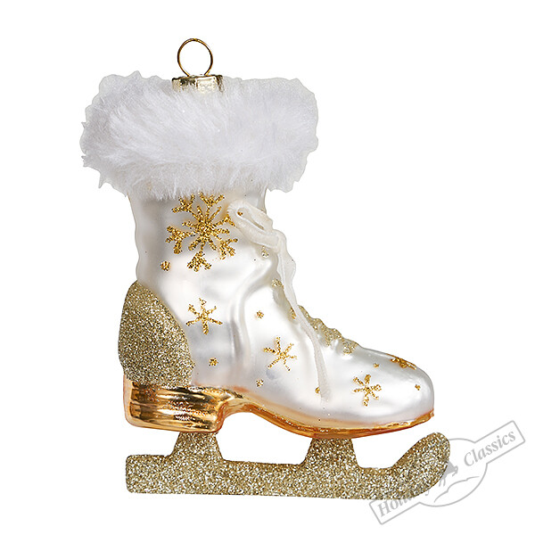 Конек фигурный с золотыми снежинками (стекло) 8,5х4,5х10 см