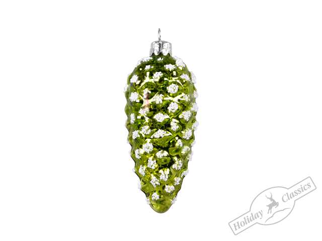Шишка заснеженная зеленая винтаж (стекло) 4,5х4,5х11 см