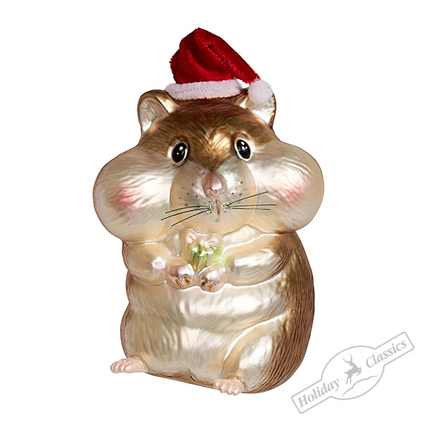Хомяк в рождественском колпачке (стекло) 8,5х7х12,5 см