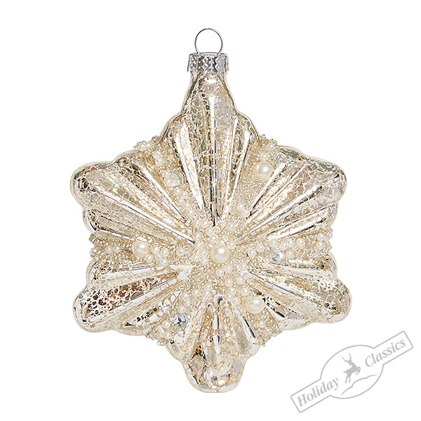 Снежинка серебристая (стекло) 10х4,5х12 см