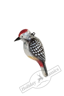 Дятел лесной с серебристо-графитовым оперением (стекло) 5х5х12,7 см