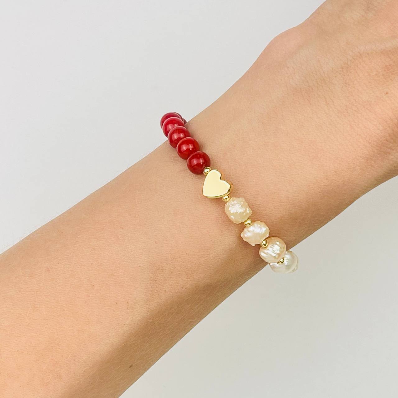 Радуга Самоцветов Браслет из Коралла и Жемчуга