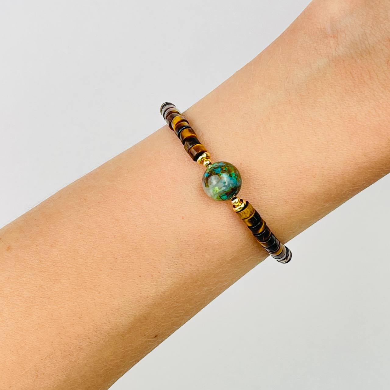Радуга Самоцветов Браслет из Тигрового глаза и Хризоколлы