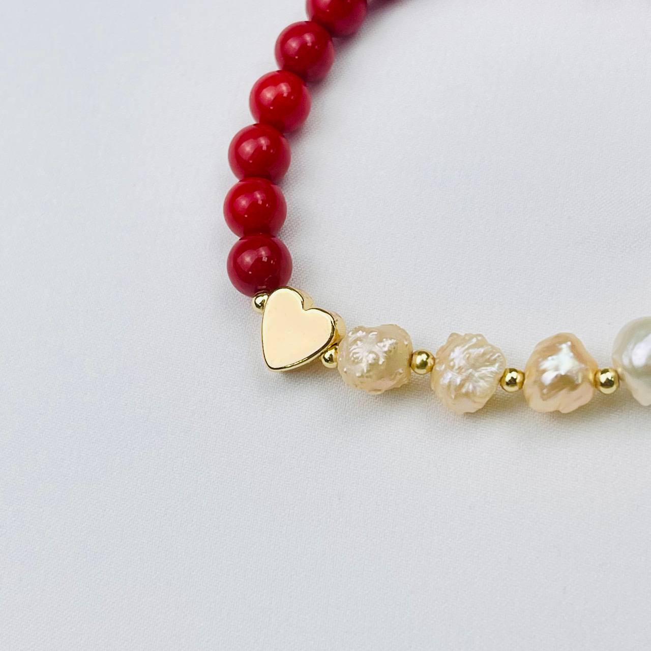 Радуга Самоцветов Браслет из Коралла и Жемчуга