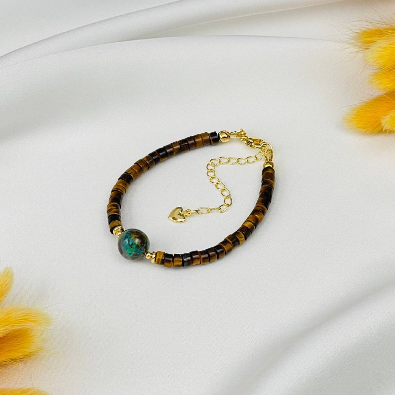 Радуга Самоцветов Браслет из Тигрового глаза и Хризоколлы