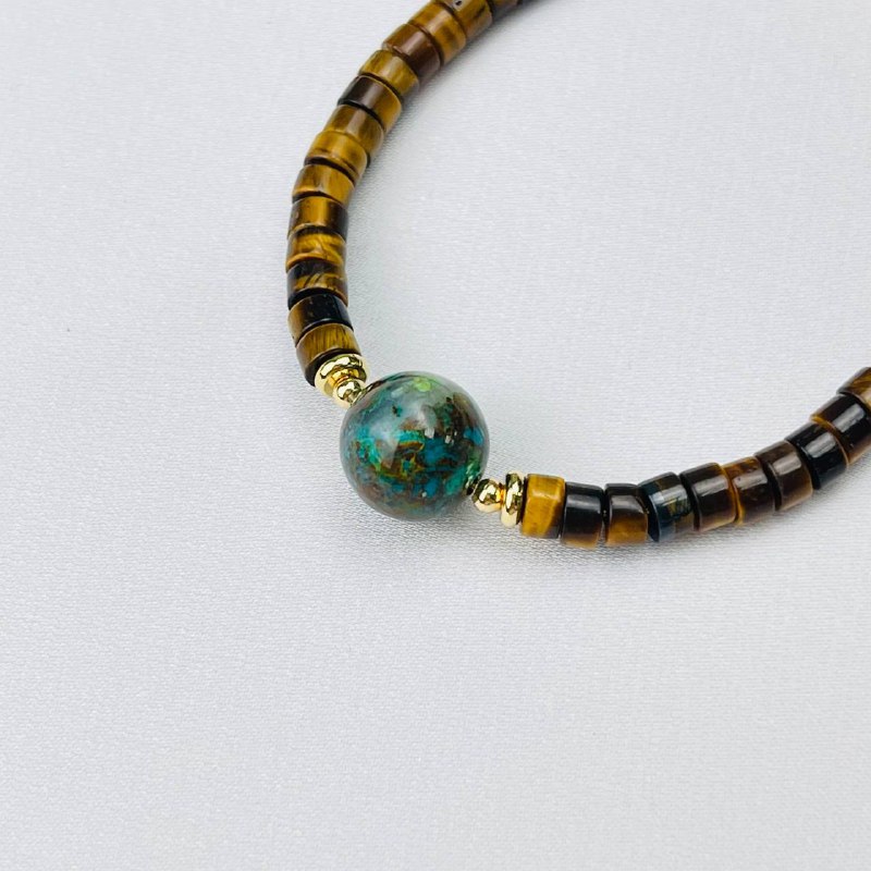 Радуга Самоцветов Браслет из Тигрового глаза и Хризоколлы