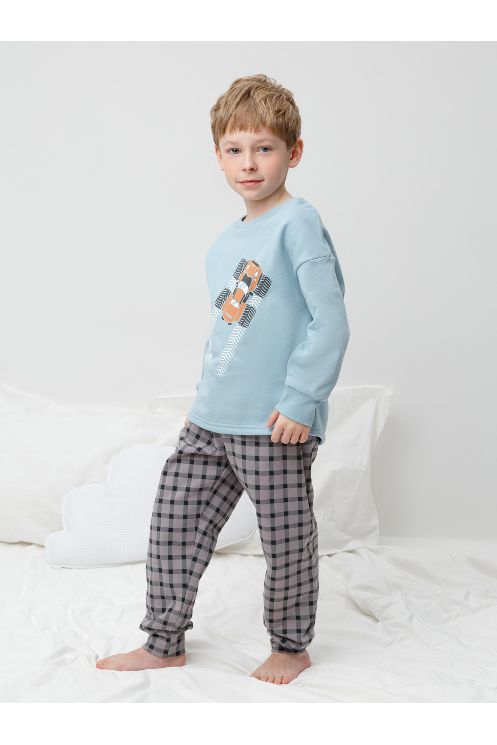 Crockid Пижама К 1567 голубой, клетка Crockid