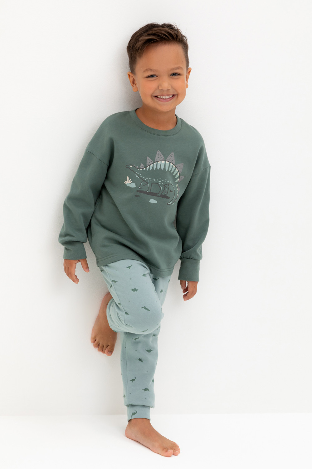 Crockid Пижама К 1567 зеленый мох, динозавры Crockid