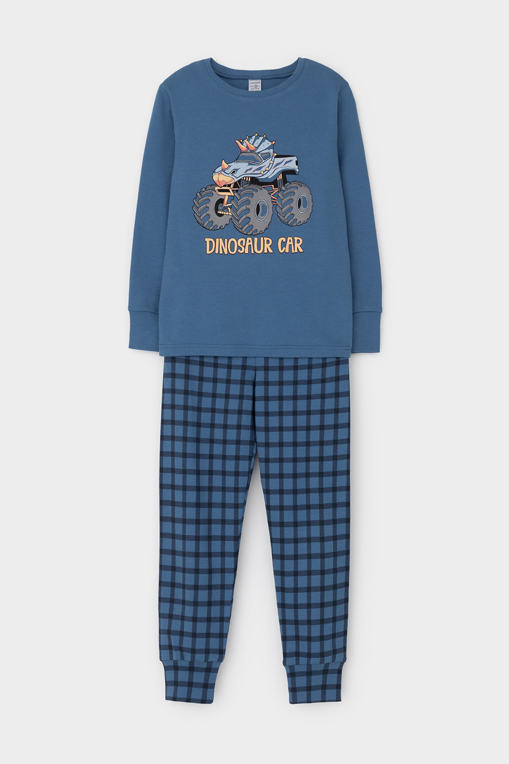 Crockid Пижама К 1541 синяя волна, клетка Crockid
