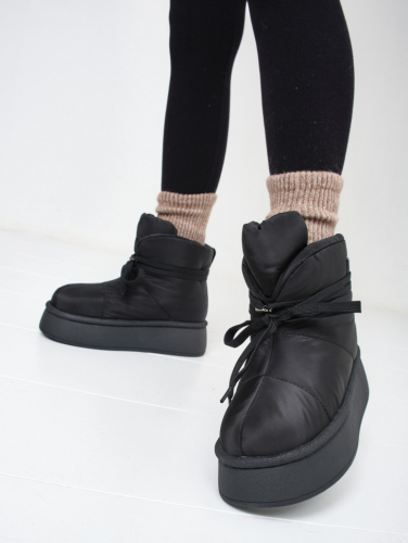 KB904SW Дутики-угги женские зимние на овечьей шерсти черные KING BOOTS