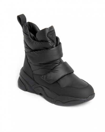 KB903SW Дутики зимние женские непромокаемые легкие на липучках черные KING BOOTS
