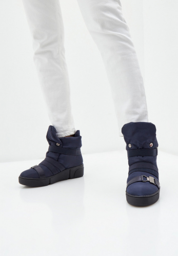 KB630BL Полусапоги дутики короткие женские зимние синие KING BOOTS