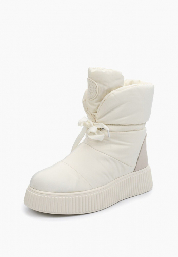 KB805WW Дутики женские зимние теплые модные с шерстью белые KING BOOTS