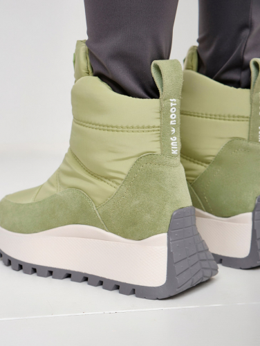 KB906GR Дутики женские ботинки непромокаемые с шерстью зеленые KING BOOTS