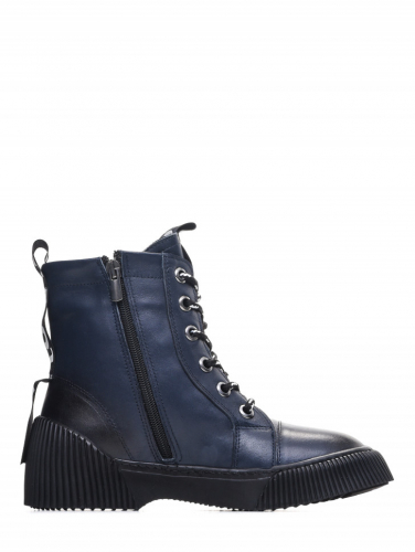 KB717BL Ботинки высокие берцы женские зимние натуральные синие KING BOOTS