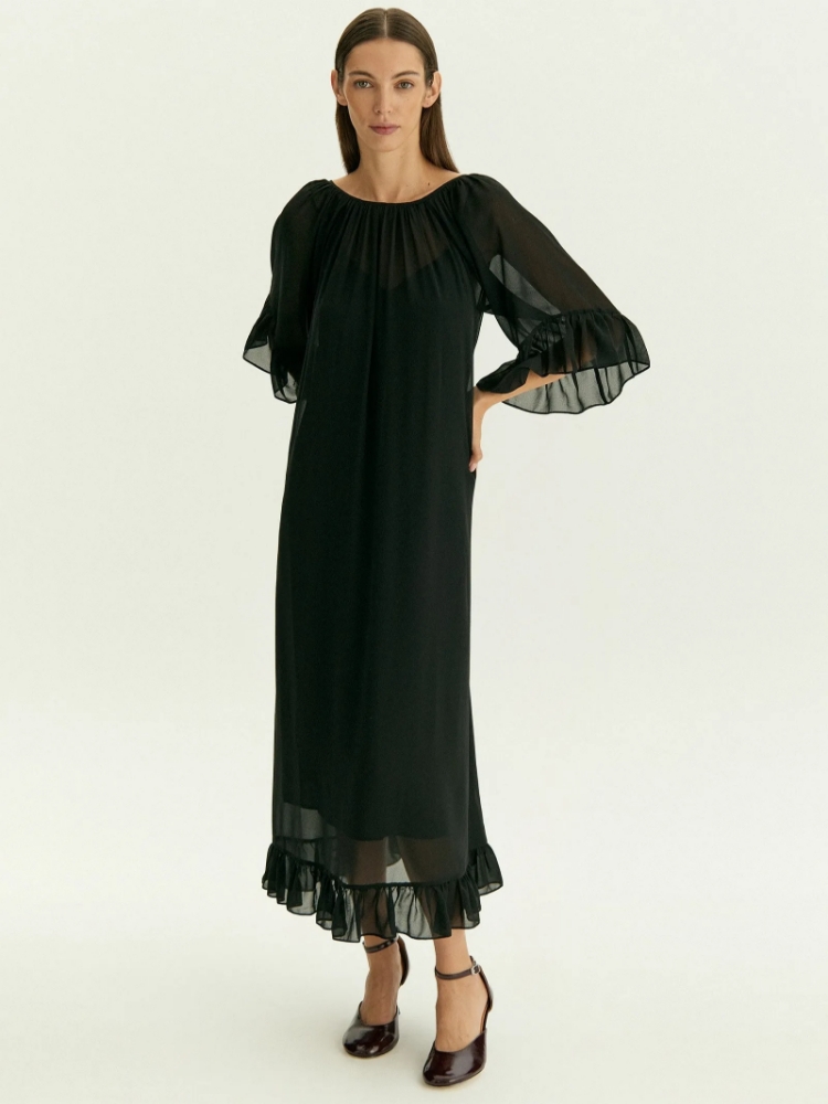 Платье макси из шифона ,
100% полиэстер ,