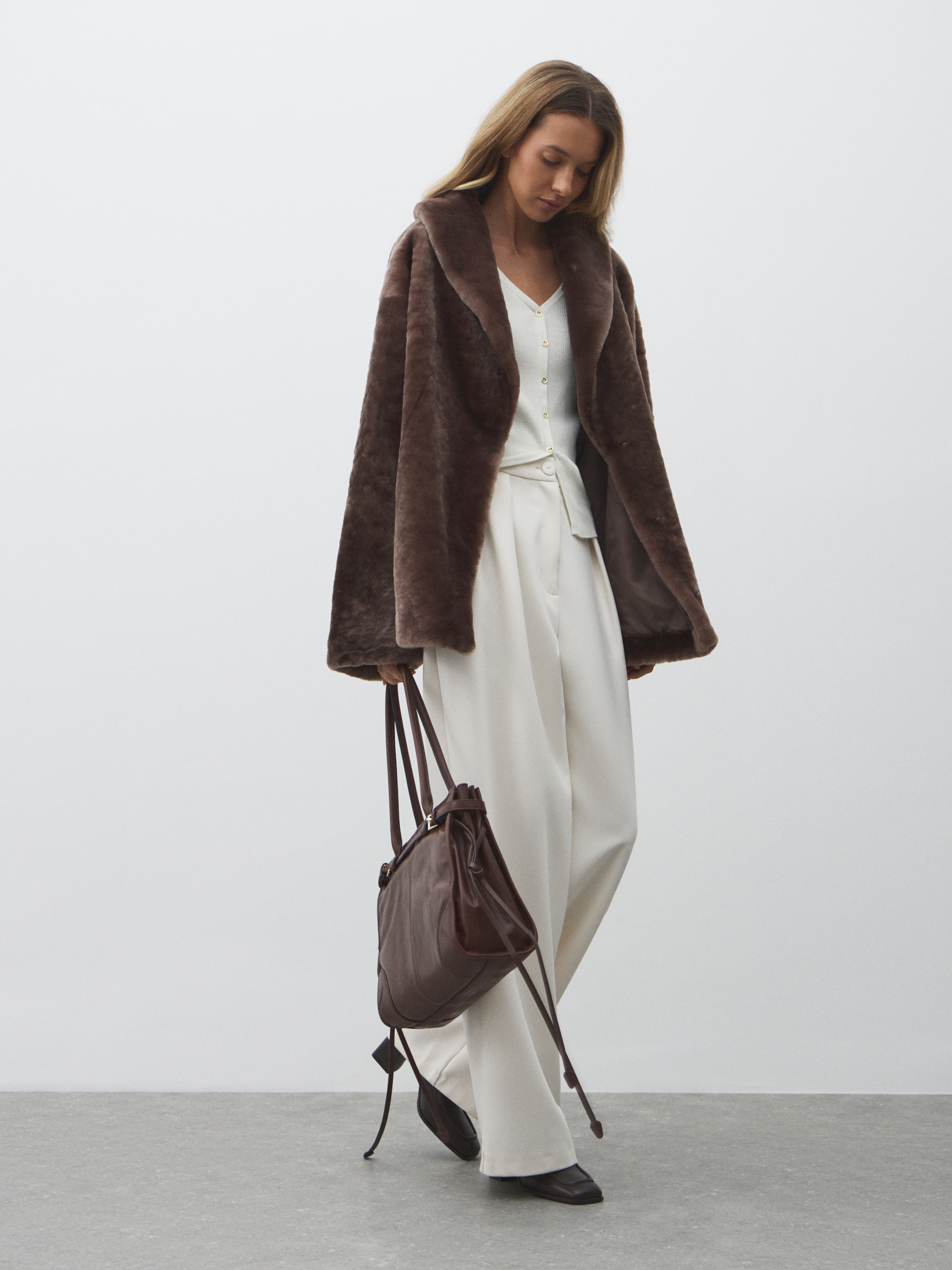 Женская шуба MAISON DAVID 4749506, серо-коричневый