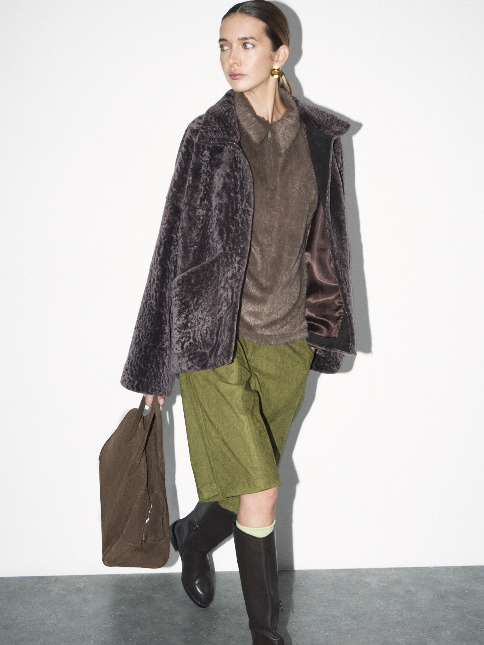 Женская шуба MAISON DAVID 4778974, серо-коричневый