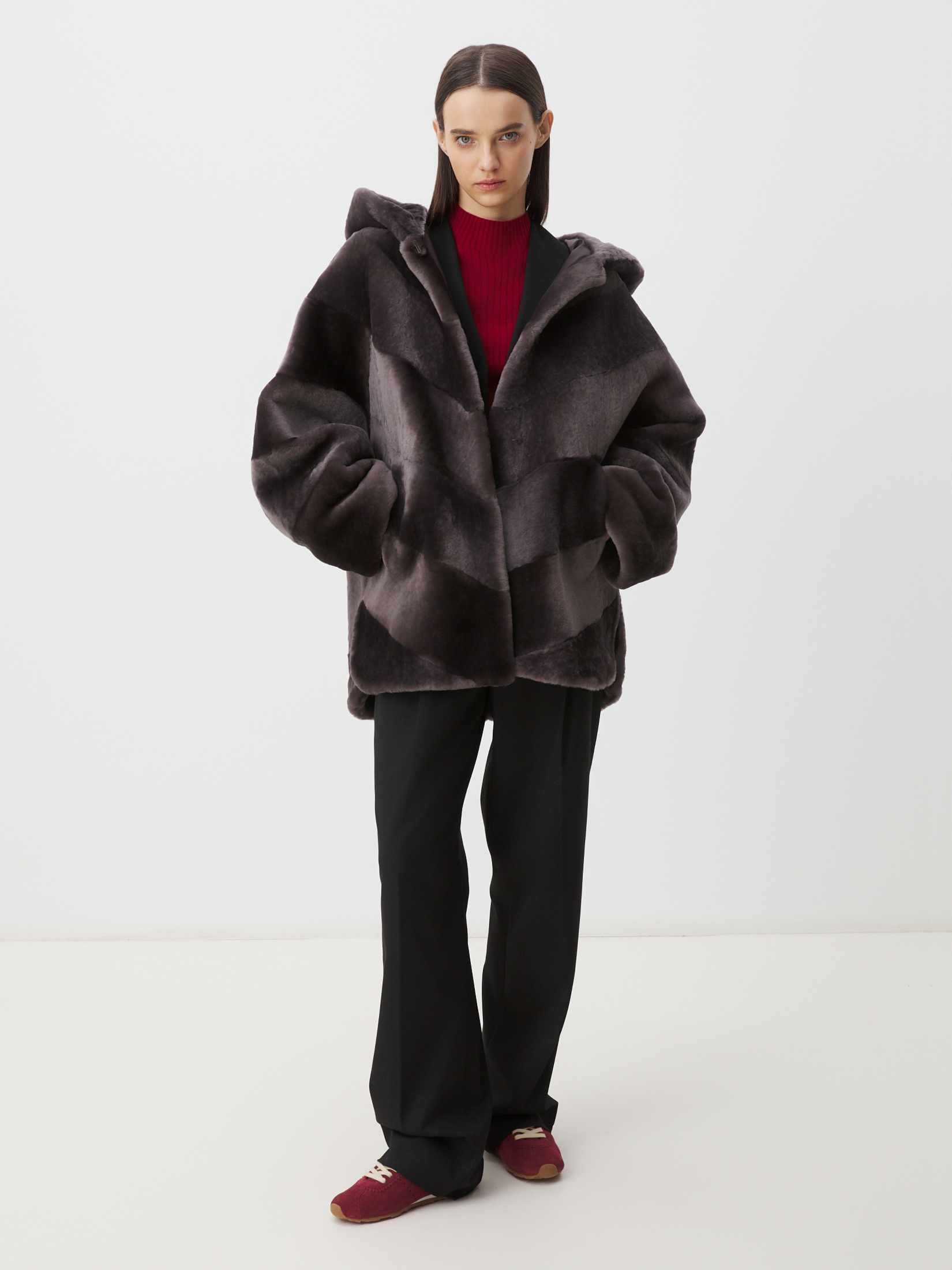 Женская шуба MAISON DAVID 4535768, фиолетово-серый