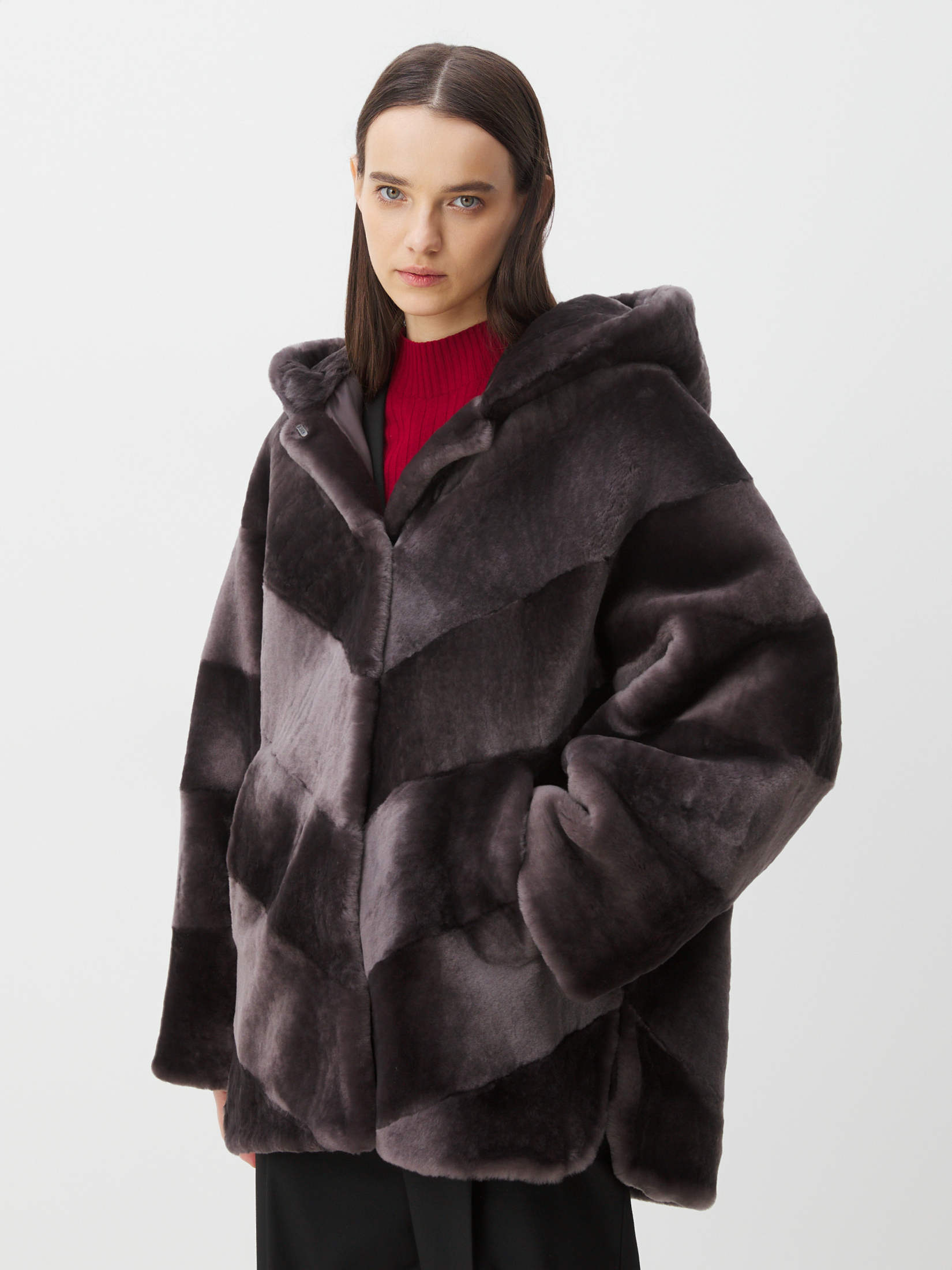 Женская шуба MAISON DAVID 4535768, фиолетово-серый