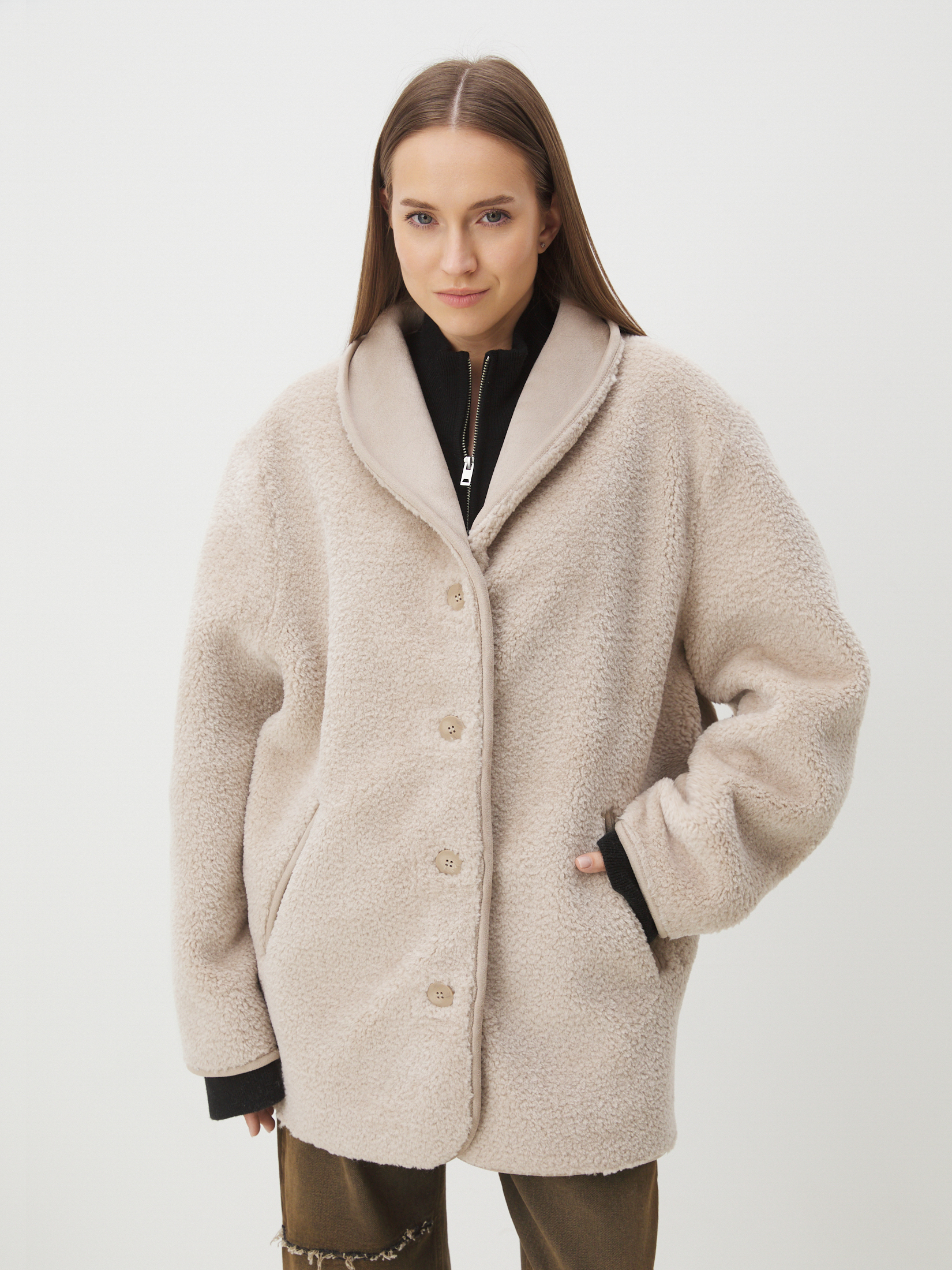 Женская шуба MAISON DAVID CAROLINE_SDF-S 4648078, бежевато-серый