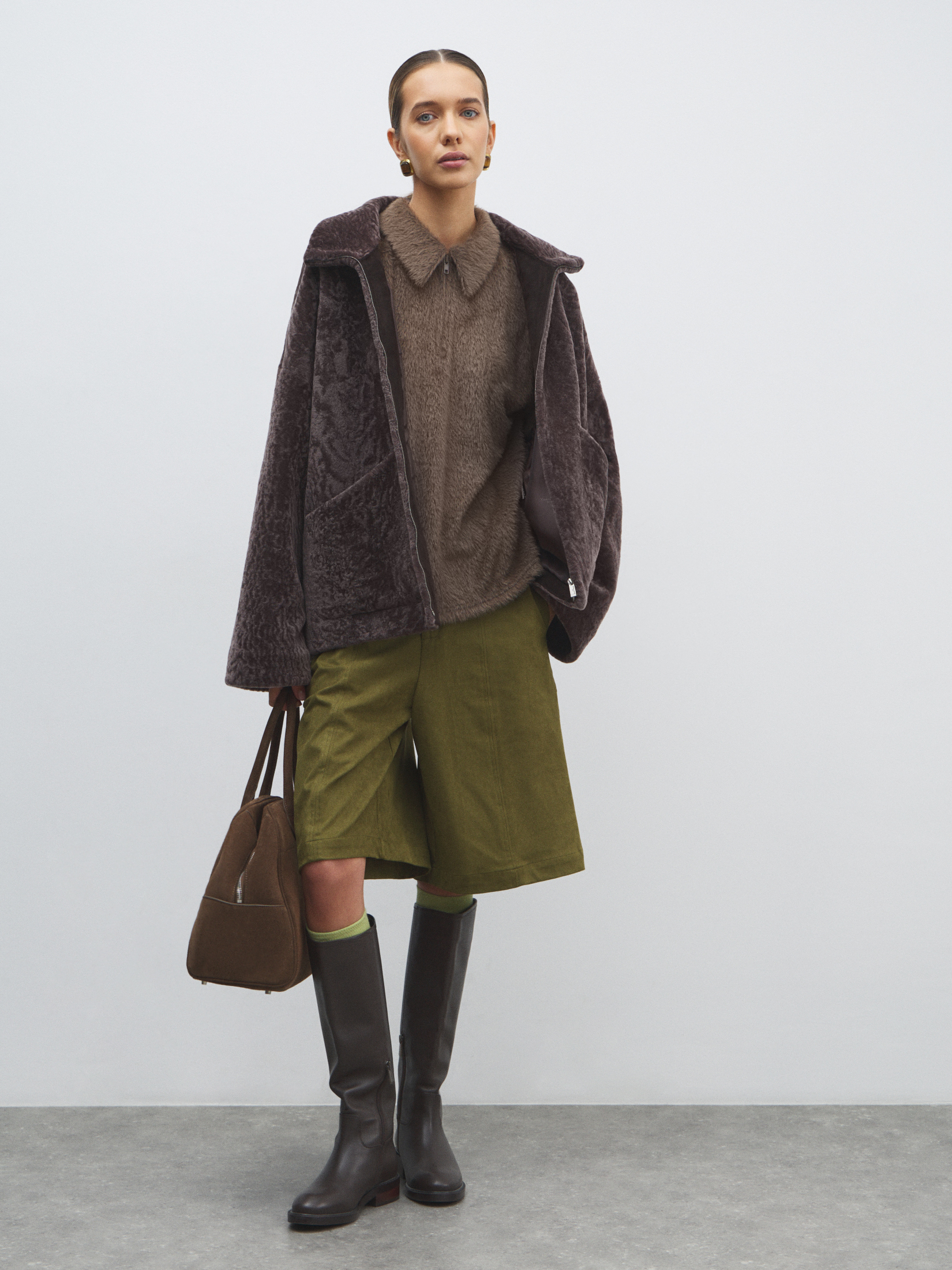 Женская шуба MAISON DAVID 4778974, серо-коричневый