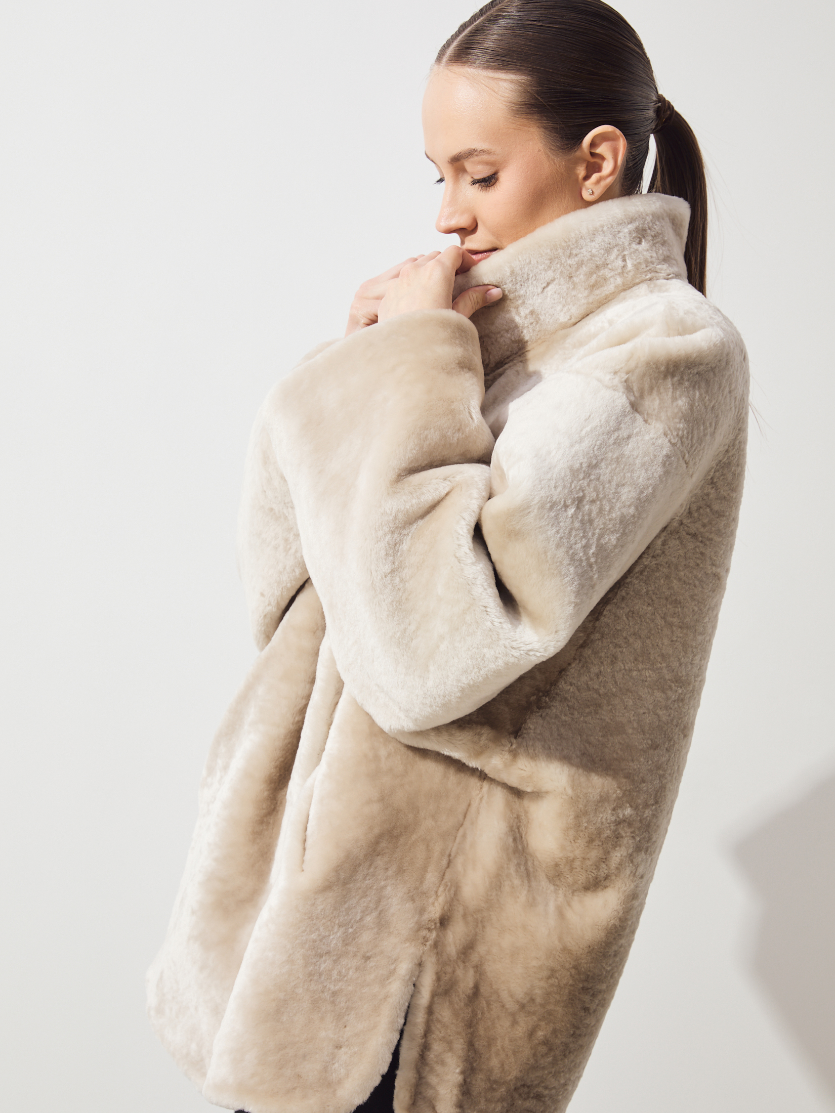 Женская шуба MAISON DAVID 4625695, серовато-бежевый