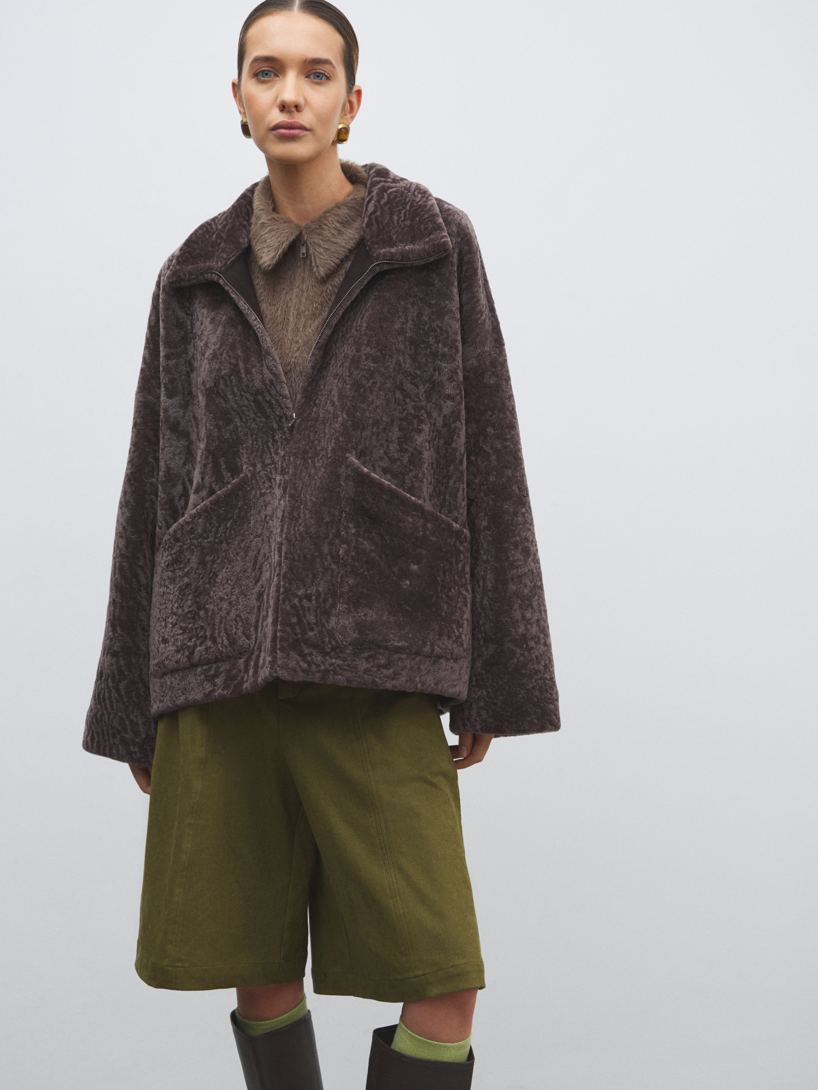 Женская шуба MAISON DAVID 4778974, серо-коричневый