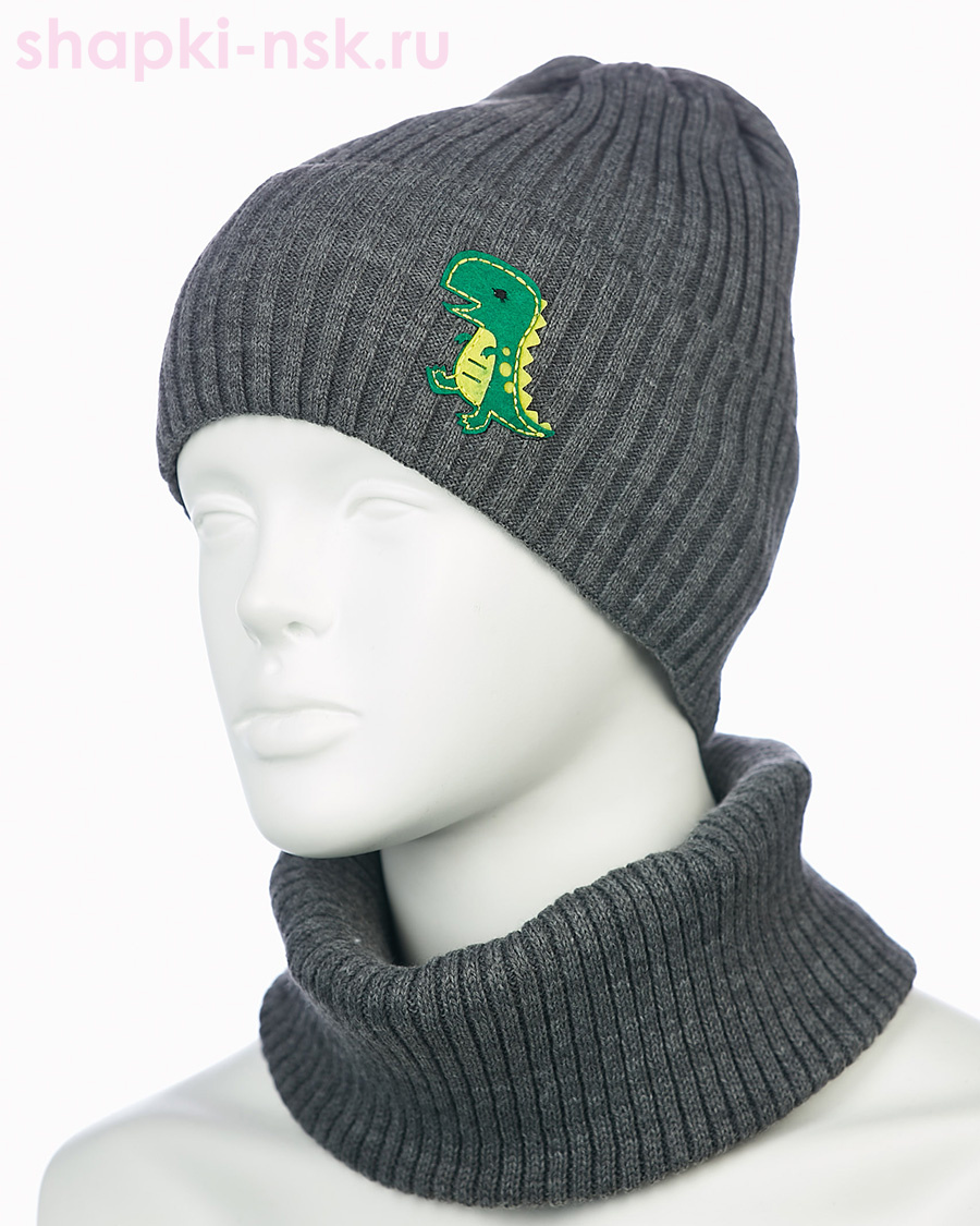 17-40-L Комплект для мальчика флис (колпак+снуд) (48-50)