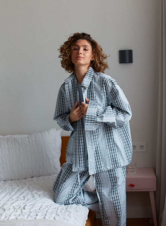 MY Рубашка домашняя жен. полоска/клетка Р228