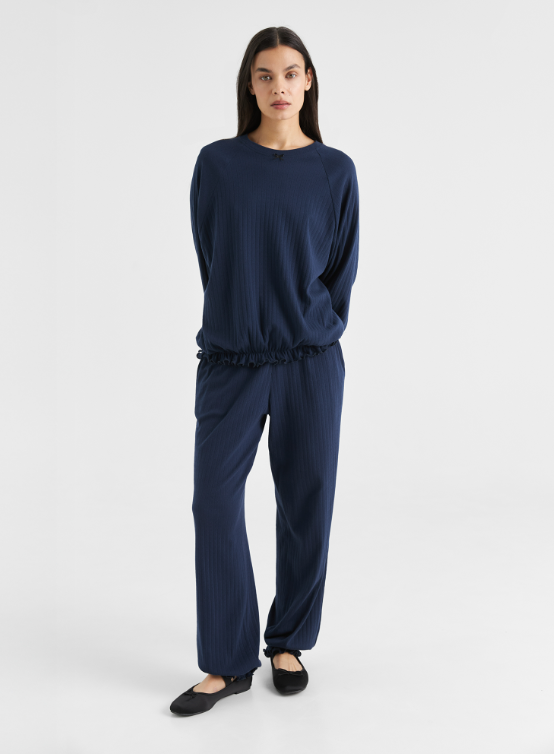 MY Брюки домашние с рюшами ажурн.трикотажа Б324