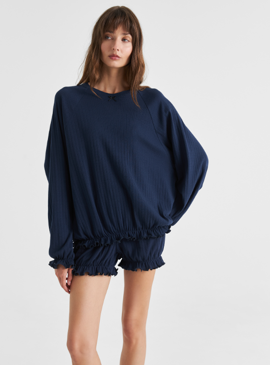 MY Лонгслив over ажур.трикотаж с рюшами ЛО031