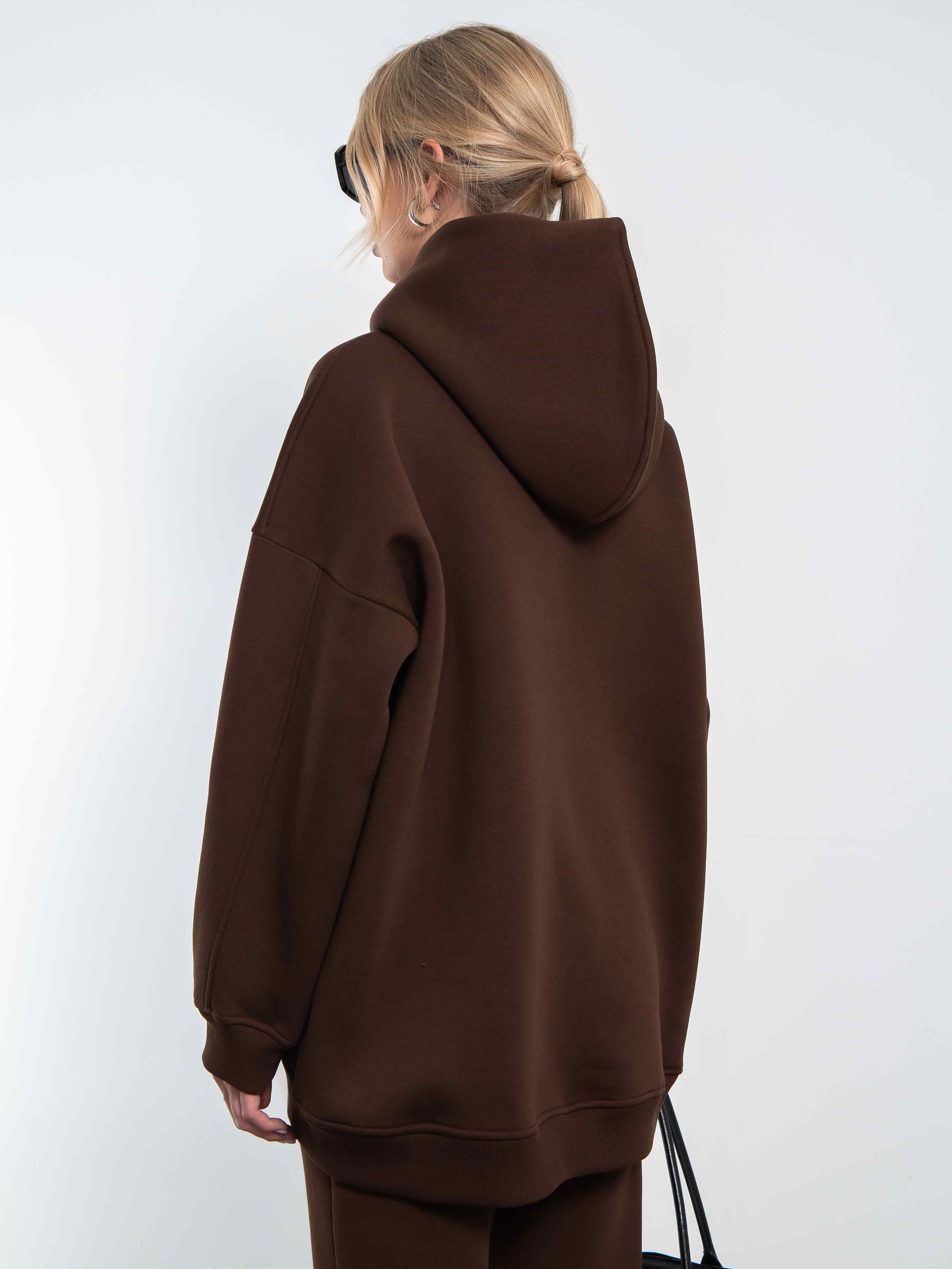 Худи женское оверсайз с начесом basis Коричневый