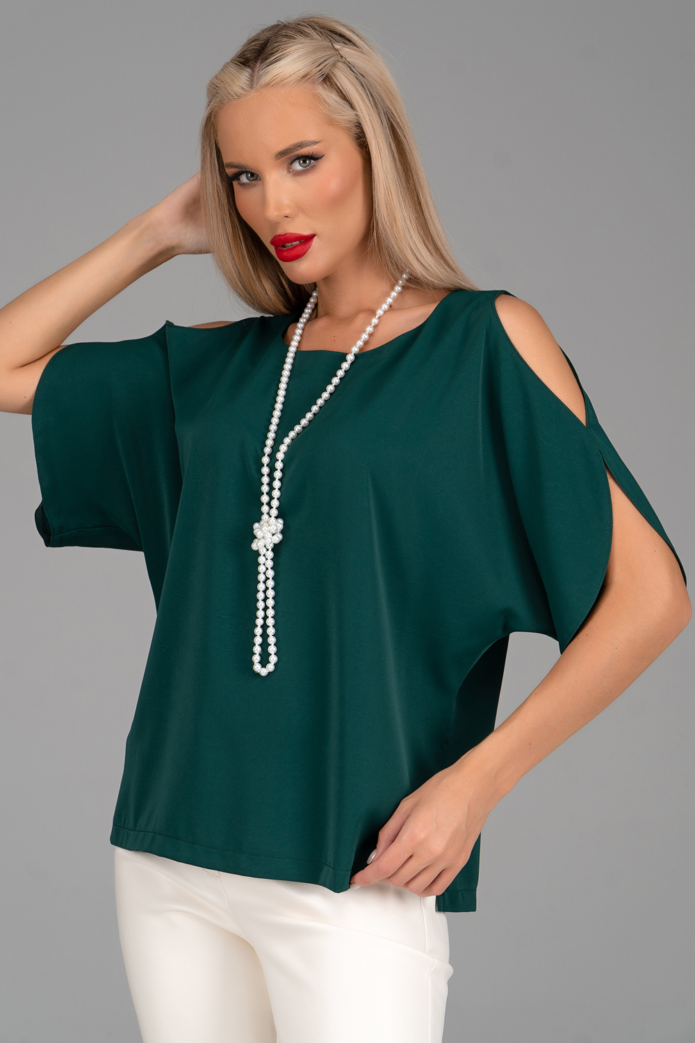 СТ. ЦЕНА 810 руб//Блузка Аура (изумрудный)