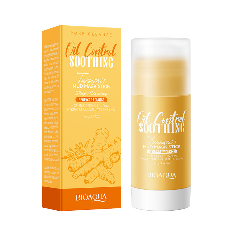 Грязевая восстанавливающая маска-стик для лица с куркумой BIOAQUA Turmeric mud Mask Stick, 40 гр (с силиконой кисточкой)
