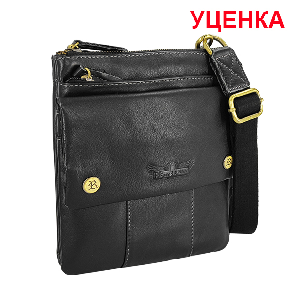УЦЕНКА. Царапина и потертость кожи. Мужская сумка Ruff Ryder. Кожа. 5278 black
